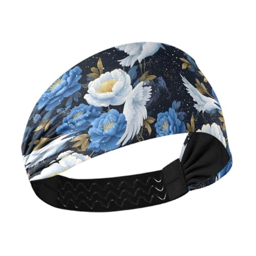 aidingzhi Schwarz-weiße Rosen, feuchtigkeitsableitendes Lauf-Stirnband, dehnbare Haarbänder für Damenhaar, für sportliche Sportarten, Laufen, den täglichen Gebrauch von aidingzhi