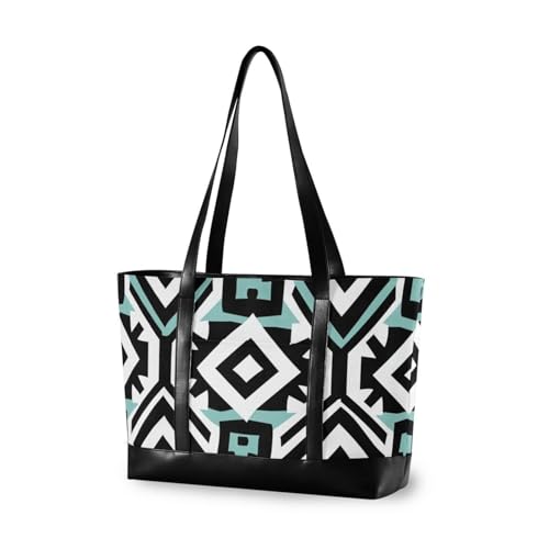 aidingzhi Schwarze und weiße Illustrations-Design, Minzgrün, tragbare Arbeitstasche für Damen, mit Reißverschluss-Taschen für die Arbeit für Lehrer, mit Windel von aidingzhi