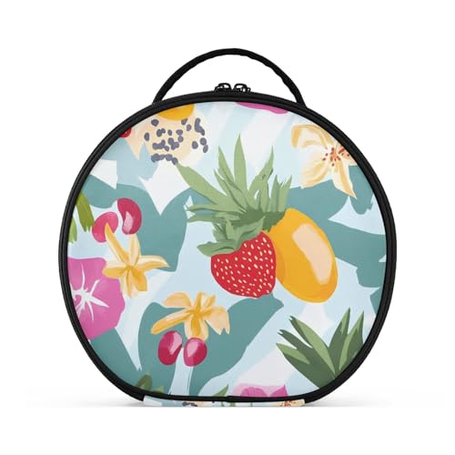 aidingzhi Simple Fruits Kosmetiktasche mit bunten tropischen Motiven, Reisegröße, Zubehör, große Kulturtasche für Damen, mit verstellbaren Trennwänden, 27,9 cm von aidingzhi