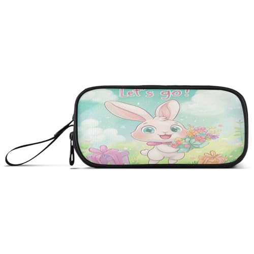 aidingzhi Simple Let's Go Federmäppchen aus Nylon, niedliches Häschen, hohe Kapazität, Federmäppchen für Schule, Schreibwaren, Organizer für Schulmänner von aidingzhi