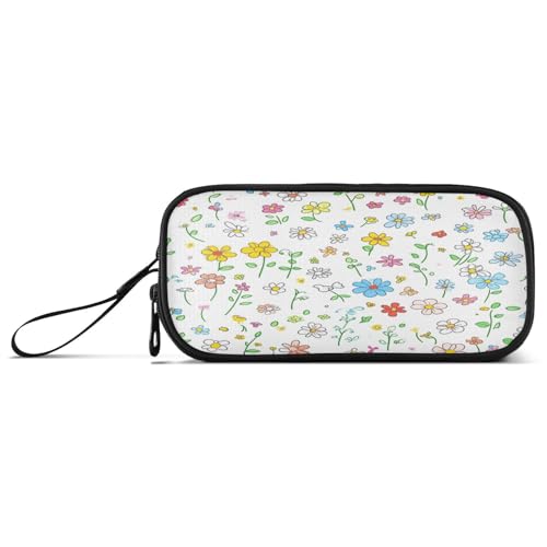aidingzhi Simple Summer Little Bloom Nylon-Stift-Aufbewahrungstasche, hohe Kapazität, Reißverschluss, Federmäppchen, Schreibwaren-Tasche für Mittelschule und Kinder von aidingzhi