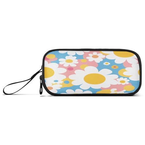 aidingzhi Simple White Blooms Nylon-Federmäppchen für Kinder, große Kapazität, Federmäppchen, Schreibwaren-Organizer für elementare Frauen von aidingzhi