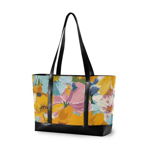 aidingzhi Sommerblumen-große Kapazität für Damen, professionelle Tasche mit Reißverschluss, Arbeitstasche für Büro von aidingzhi