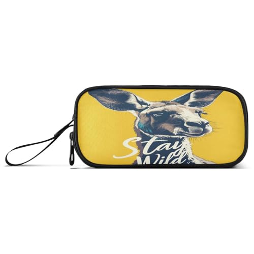 aidingzhi Stay Wild Känguru-Nylon-Federmäppchen, großes Fassungsvermögen, Reißverschluss, Federmäppchen, Schreibwaren-Organizer für elementare Männer von aidingzhi