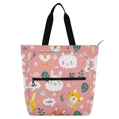 aidingzhi Süße Buch-Tragetasche für Jungen, Mädchen, Erwachsene, niedliche große Bibliotheksbuch-Tragetasche, Schultertasche mit Taschen für College, Shopping, Strand, Regenbogen von aidingzhi