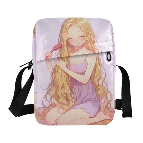 aidingzhi Süße Umhängetasche für Mädchen mit langem Haar für Damen, Umhängetasche, kleine Umhängetasche, Schulterhandtasche, verstellbarer Riemen, für Business und Freizeit von aidingzhi