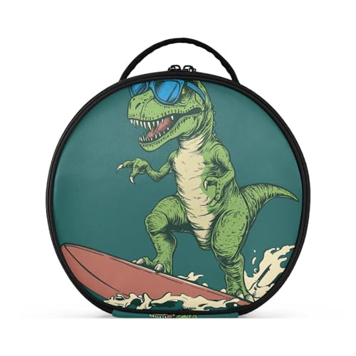 aidingzhi Surfing Dino Make-up-Tasche mit Fächern und Griff, tragbare Kulturtasche für Damen, mit verstellbaren Trennwänden, 27,9 cm aidingzhi Surfing Dino Make-up-Tasche mit Fächern und Griff, tragbare Kulturtasche für Damen, mit verstellbaren Trennwänden, 27,9 cm von aidingzhi