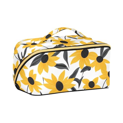 aidingzhi Susan Make-up-Tasche mit Trennwänden, Reißverschluss, Kosmetiktasche für Damen, mit Fächern und Griff, Schwarz von aidingzhi