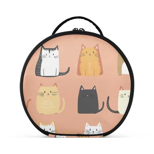 aidingzhi Sweet Cats Kulturbeutel mit niedlichen Pfirsichfarben, vertikal, freistehend, wasserdicht, Reise-Kosmetiktasche für Damen, mit verstellbaren Trennwänden, 27,9 cm von aidingzhi