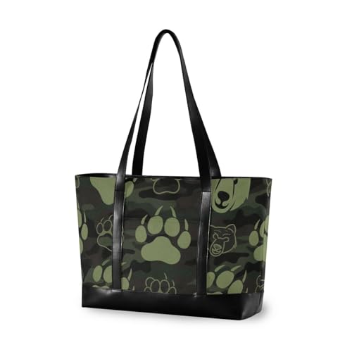 aidingzhi Tragbare Damen-Aktentasche mit Reißverschluss, Arbeitstasche für Uni mit Mittagessen, Braun / Grün von aidingzhi