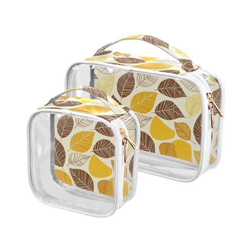 aidingzhi Transparente Kulturbeutel zum Aufhängen, TSA-zugelassen, wiederverwendbare Taschen für Frauen, Reisen, unverzichtbar, goldene Herbstblätter, 2 Stück, Goldene Herbstblätter von aidingzhi