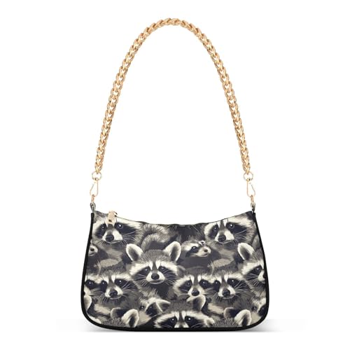 aidingzhi Trendiger Stil Waschbär-Schultertaschen mit Kette für Damen für Reisen, Waschbären, trendiger Stil von aidingzhi