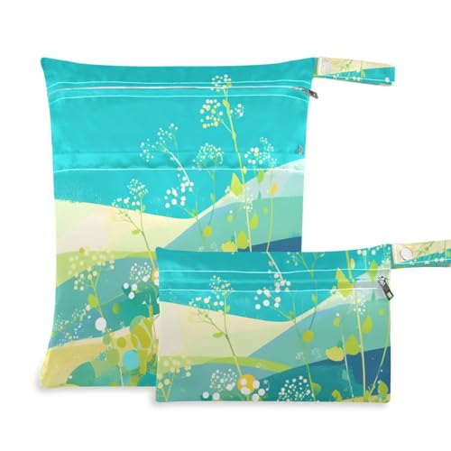aidingzhi Turnbeutel mit Reißverschluss, 2 Stück, Reiseutensilien zum Fliegen, mit Griffen für Pool, Pool, Salbeigrün von aidingzhi