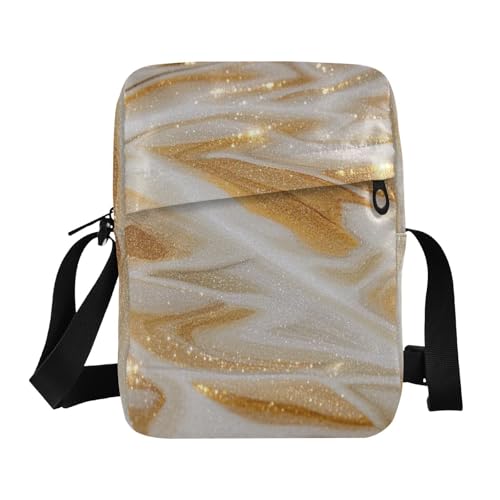 aidingzhi Umhängetasche für Herren, mit künstlichem Glitzer, Marmor, Gelb, Umhängetasche, kleine Damen-Schulterhandtaschen, verstellbarer Riemen für Freizeiteinkäufe von aidingzhi
