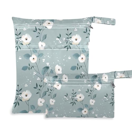 aidingzhi Unordentliche nasse Tasche für Babys, 2 Stück, Wickeltasche, unverzichtbare Gegenstände mit Griffen für Kindertagesstätte, Kindertagesstätte (Blumen) von aidingzhi