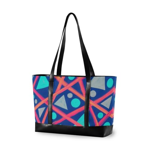 aidingzhi Unregelmäßige, abstrakte, stilvolle Damen-Aktentasche mit Reißverschluss, 35,6 cm, Rot und Blau von aidingzhi