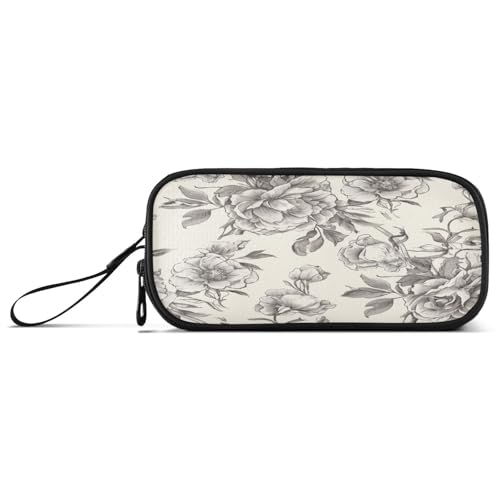 aidingzhi Viktorianische Handskizze, Blumen, Nylon, großes Federmäppchen für Jungen, hohe Kapazität, Reißverschluss, Federmäppchen, Schule, Schreibwaren für High School Preppy von aidingzhi