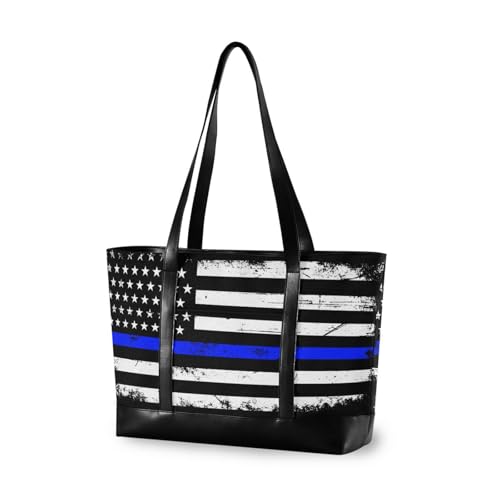 aidingzhi Vintage American Police Support Flag einfache Taschen für Frauen mit Reißverschluss, große Arbeitstaschen für Frauen für den Flug mit von aidingzhi