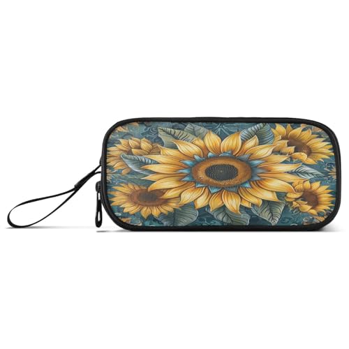 aidingzhi Vintage Boho Sonnenblumen Nylon Federmäppchen für Teenager Mädchen Große Kapazität Schule Federmäppchen Schreibwaren Tasche für Schule Preppy von aidingzhi