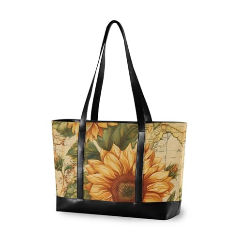 aidingzhi Vintage Sonnenblumen einfache Arbeitshandtaschen für Frauen mit Reißverschluss Damen-Tragetasche für Mutter mit Tablet aidingzhi Vintage Sonnenblumen einfache Arbeitshandtaschen für Frauen mit Reißverschluss Damen-Tragetasche für Mutter mit Tablet von aidingzhi