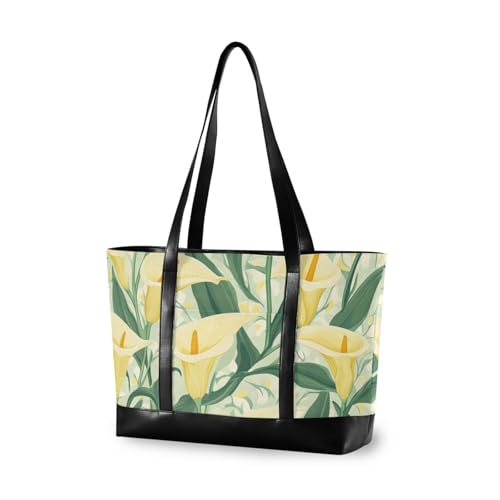 aidingzhi Vintage gelbe Calla-Lilien-Blumen, einfache Reisetasche für Damen, mit Reißverschluss, Arbeitstasche für Fitnessstudio aidingzhi Vintage gelbe Calla-Lilien-Blumen, einfache Reisetasche für Damen, mit Reißverschluss, Arbeitstasche für Fitnessstudio von aidingzhi