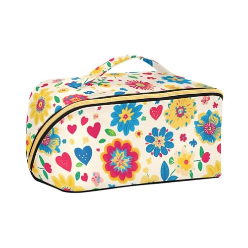 aidingzhi Vivid Flowers Kosmetiktasche mit Trennwänden, tragbare Make-up-Tasche für Damen, vertikal, freistehend von aidingzhi