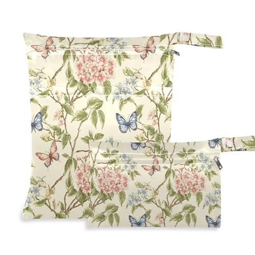 aidingzhi Waschbare Baby-Nasstasche, 2 Stück, Wickeltasche, unverzichtbare Gegenstände mit Griffen für Reisen, Kindertagesstätte (Beauty Spring Flowers Vintage) von aidingzhi
