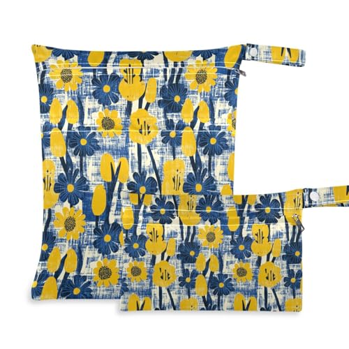 aidingzhi Waschbare Trockentaschen, 2 Stück, Wickeltasche mit Griffen für Baby-Windeln, Pool (Iris Senfgelb und Jeansblau) von aidingzhi