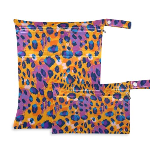 aidingzhi Waschbare Windeltasche, 2 Stück, Reiseutensilien für Babys mit Griffen für Strand, Pool (Orange Leopard) von aidingzhi