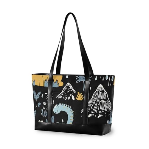 aidingzhi Wasserdichte Laptoptasche für Damen, Cartoon-Dino, 35,6 cm (14 Zoll), mit Reißverschluss-Taschen für die Arbeit, Pool, Fitnessstudio, Lebensmittelgeschäft, Reisen, mit Windel von aidingzhi