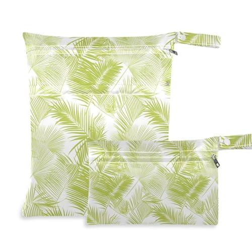 aidingzhi Wasserdichte Tasche für Babys, 2 Stück, nasse Tasche für Badeanzug mit Griffen für Babywindeln, Babywindeln (tropisches Grün, leichter Sommer) von aidingzhi