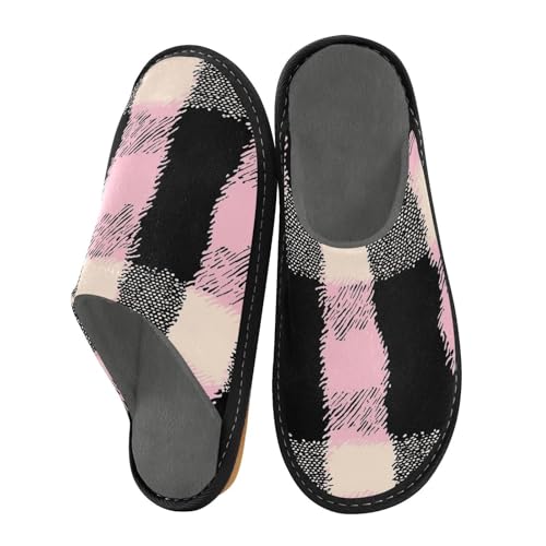 aidingzhi Weiche Hausschuhe für Damen, für den Innenbereich, Memory-Schaum, gemütliches Haus, Schwarz und Rosa kariert, 4-5 aidingzhi Weiche Hausschuhe für Damen, für den Innenbereich, Memory-Schaum, gemütliches Haus, Schwarz und Rosa kariert, 4-5 von aidingzhi