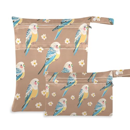 aidingzhi Wickeltasche mit Reißverschluss, 2 Stück, wichtige Gegenstände mit Griffen für Kita, Fitnessstudio (Cute Birds Bloom) von aidingzhi