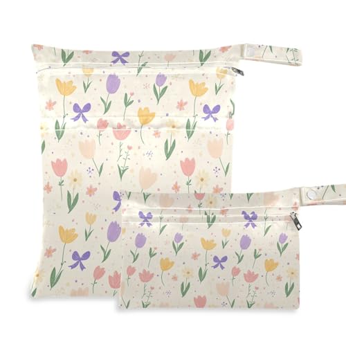 aidingzhi Wiederverwendbare Baby-Wickeltasche, 2 Stück, Reiseutensilien für Babys, mit Griffen für Yoga, Reisen (frische kleine Blumen) von aidingzhi