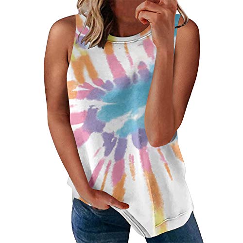 Tshirt Damen Kurzarm Sommer Oberteile Vintage Tie-dye Drucken lose Bluse Rundhals Basic Shirt Elegant Pullover Sweatshirt Teenager Mädchen ärmelloses Top aijofi von aijofi