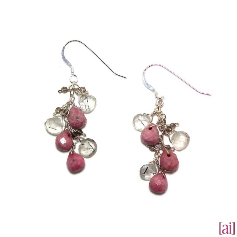 Asheida - Rhodonit, Rutil Quarz Und Rauchquarz Ohrringe von aileen