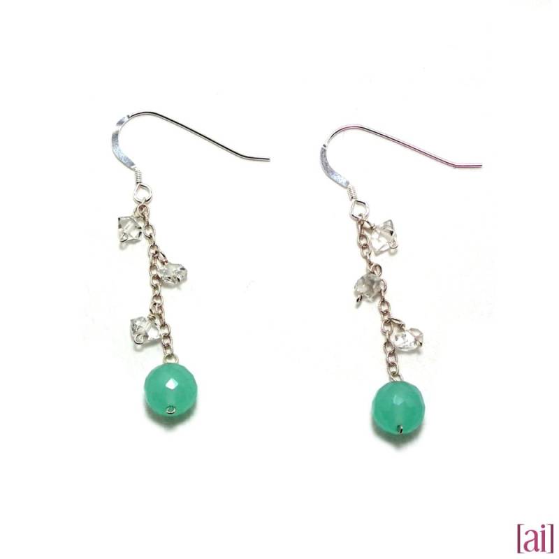Isla - Aqua Chalzedon Und Herkimer-Diamant-Ohrringe von aileen