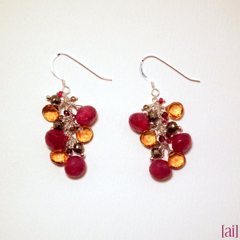 Mia - Ruby, Pyrit, Citrin, Granat, Roter Spinell Und Rauchquarz Ohrringe Mia - Ruby, Pyrit, Citrin, Granat, Roter Spinell Und Rauchquarz Ohrringe von aileen