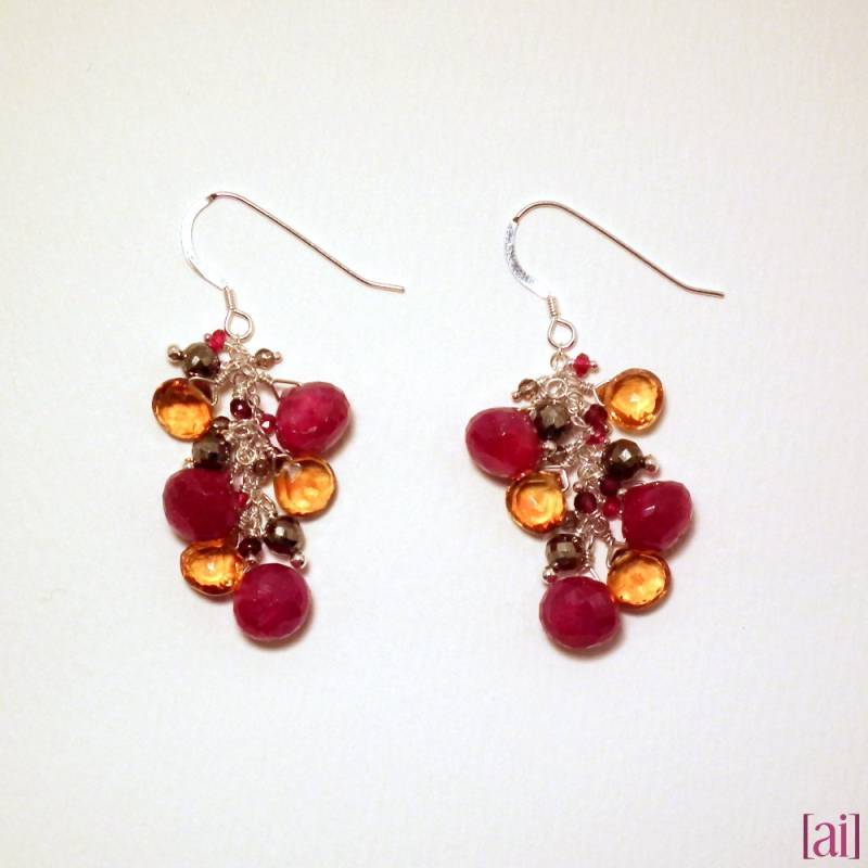 Mia - Ruby, Pyrit, Citrin, Granat, Roter Spinell Und Rauchquarz Ohrringe Mia - Ruby, Pyrit, Citrin, Granat, Roter Spinell Und Rauchquarz Ohrringe von aileen