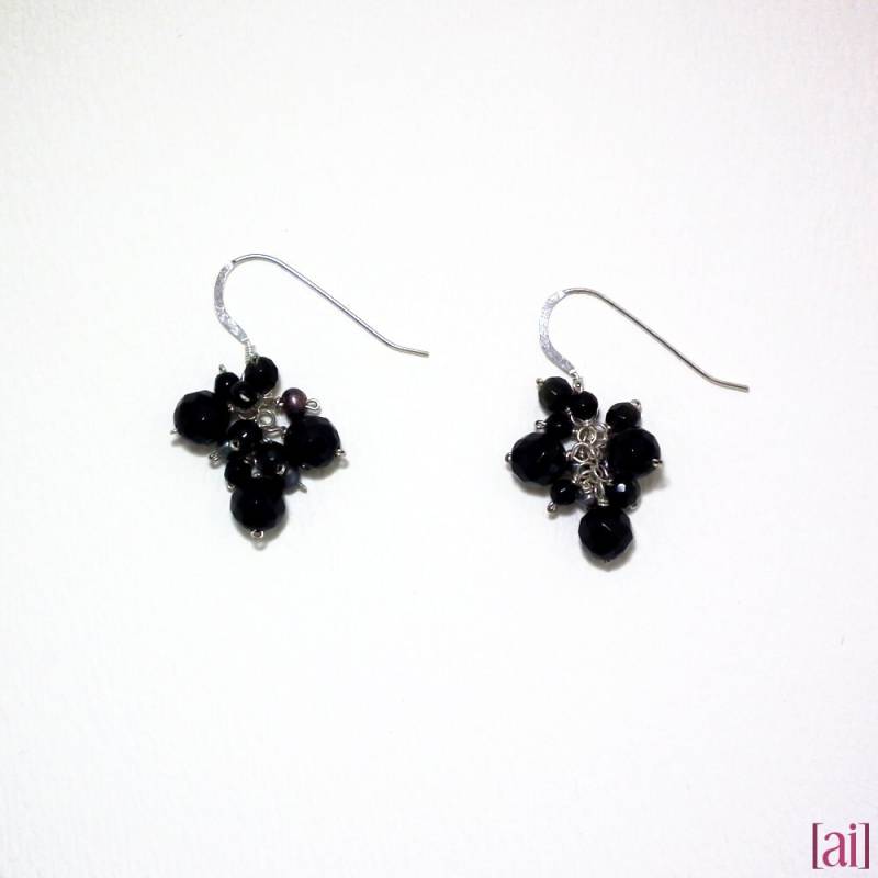 Zlatina - Black Onyx Obsidian Und Perlen Ohrringe von aileen