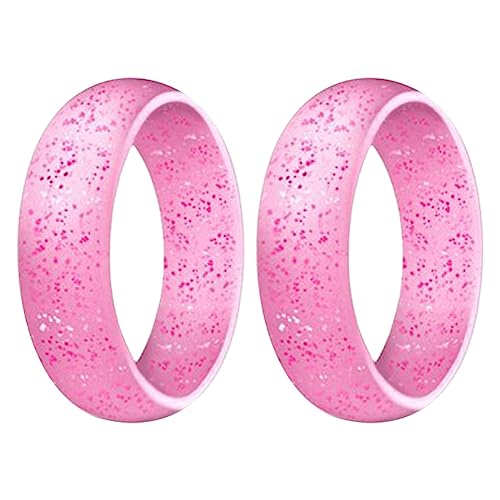 ailill Beliebte Silikon-Ringe für Damen, umweltfreundlich, Outdoor-Sportring, 5,7 mm, Rosa, 2 Stück, Silikon von ailill