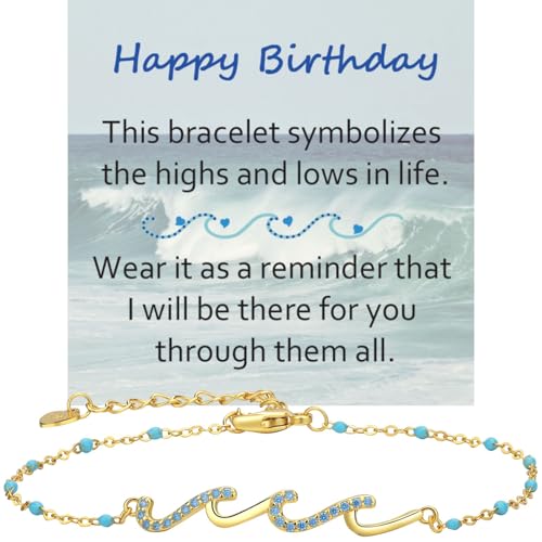 ailov Happy Birthday Geschenke für Frauen, Geschenkideen für Schwester, beste Freundin, Schwägerin, Mutter, Mutter, Tochter, inspirierender Schmuck für den Ruhestand, Wellenarmband für Frauen, One von ailov