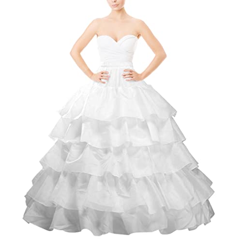 Hoop-Rock, A-Linie, Brautkleid, Slip-Petticoat für Hochzeitskleid, Crinoline-Unterrock, Ballkleid, 4 Kreolen, weiß von aingycy