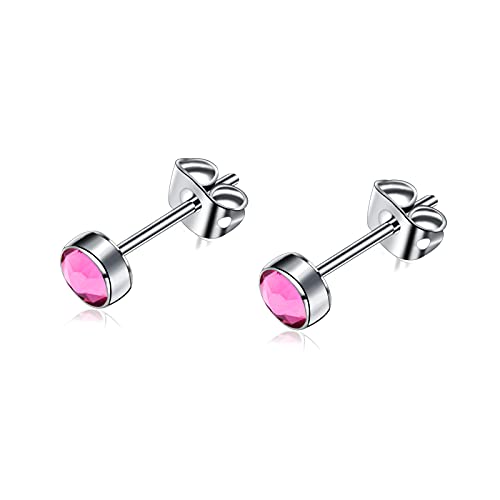 Artskin G23 Titan Ohrstecker für Damen Herren Mädchen Ohrringe Hypoallergen Nickelfrei 7mm Kristallohrringe Ohrschmuck Geburtstagsgeschenk (7MM, Rose) von Artskin