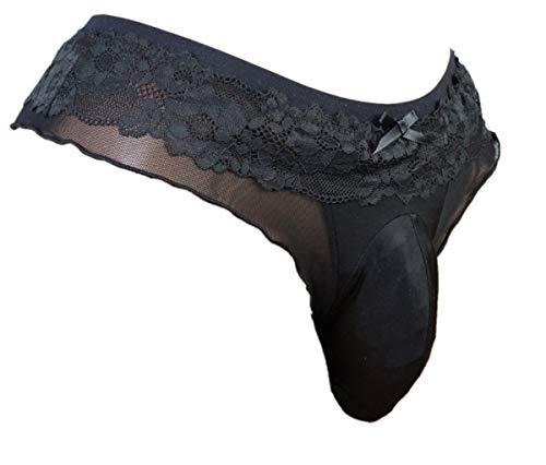 aishani erotischen Herren-Slip, Höschen, Spitzen-Tanga, G-String, Bikini, freche, heiße Unterwäsche für Männer VC4, Schwarz, Large von aishani