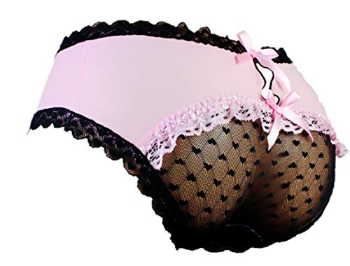 aishani SISSY Pouch Panties Herren Hipster Panty Spitze Bikini Slip Dessous Unterwäsche für Männer - HW, Pink, X-Large von aishani