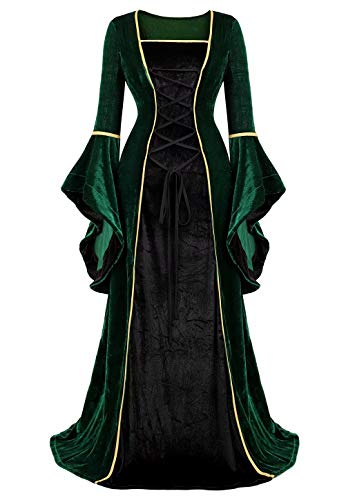 Jutrisujo Mittelalter Kleidung Damen samtkleid lang samt Kleid Renaissance viktorianischen kostüm maxikleid Vintage Retro trompetenärmel Grau Schwarz 2XL Jutrisujo Mittelalter Kleidung Damen samtkleid lang samt Kleid Renaissance viktorianischen kostüm maxikleid Vintage Retro trompetenärmel Grau Schwarz 2XL von Jutrisujo