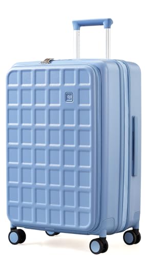 aji Handgepäck Koffer Leicht Oben Offen 46x30.5x66cm Hartschalenkoffer Groß 105L Skalierbar Reisekoffer mit Rollen TSA Schloss für Frauen Männer 15+tägige Reisen, 26 Inch Checked-In (Blueberry Blue) von aji
