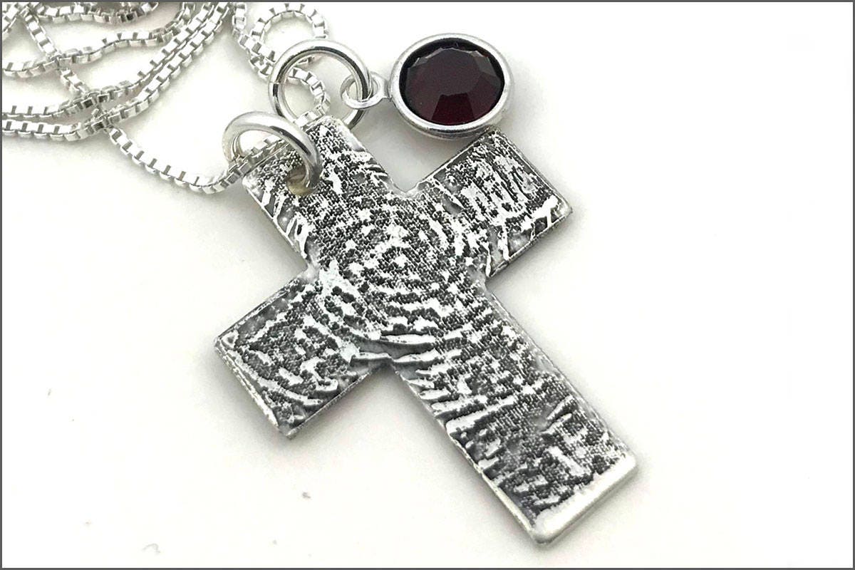 Personalisierte Fingerabdruck Kreuz Halskette Sterling Silber Andenken Schmuck von akaoriginals
