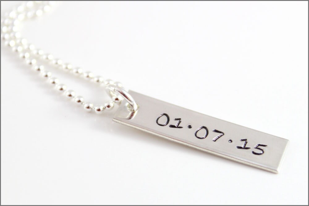 Personalisierte Sterling Silber Tag Halskette Name Oder Datum von akaoriginals